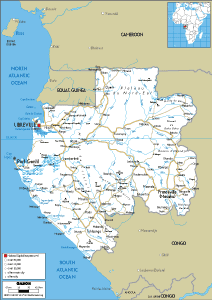 Gabon Map Physical Worldometer