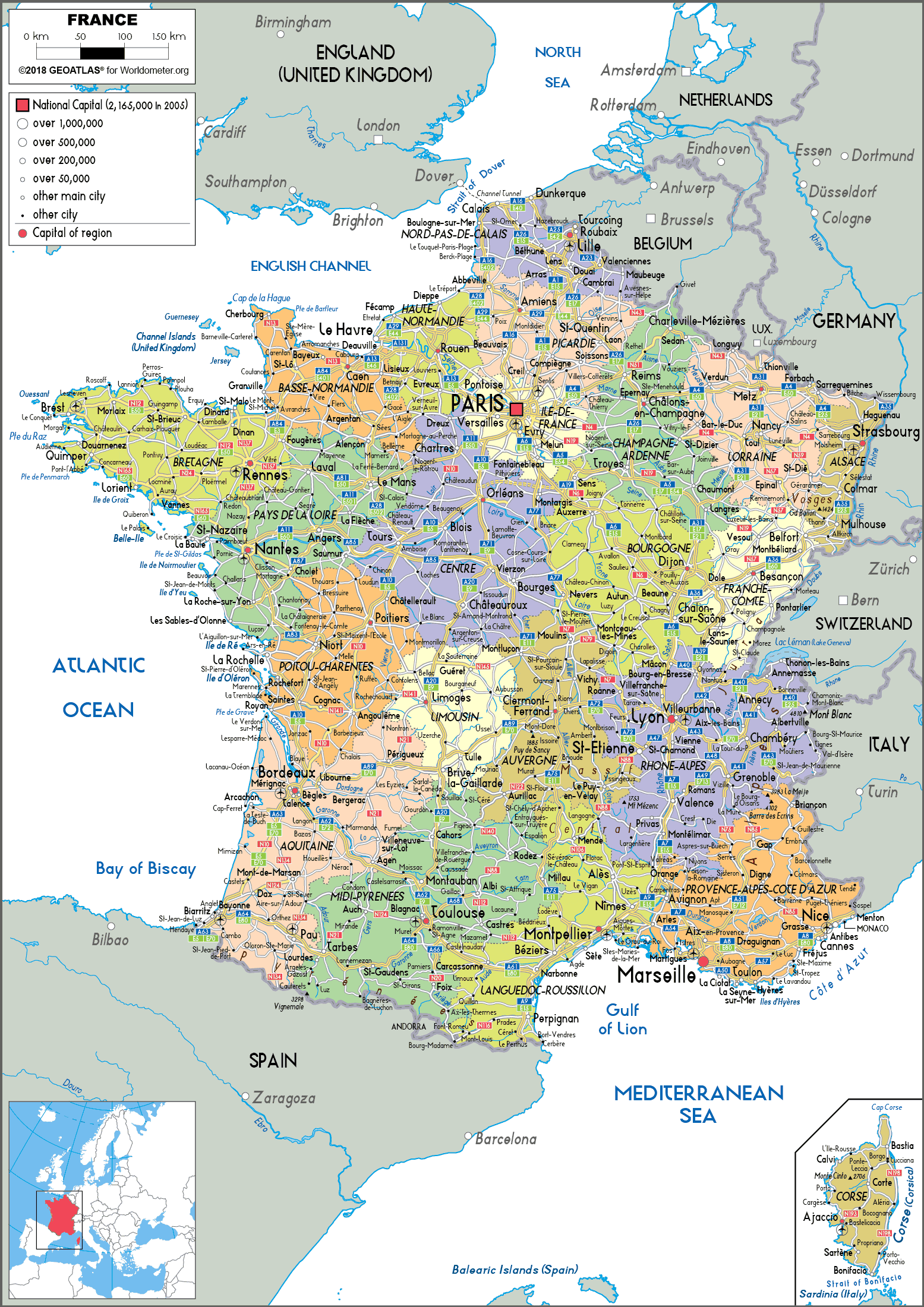 Large Size Political Map Of France Worldometer - Vrogue