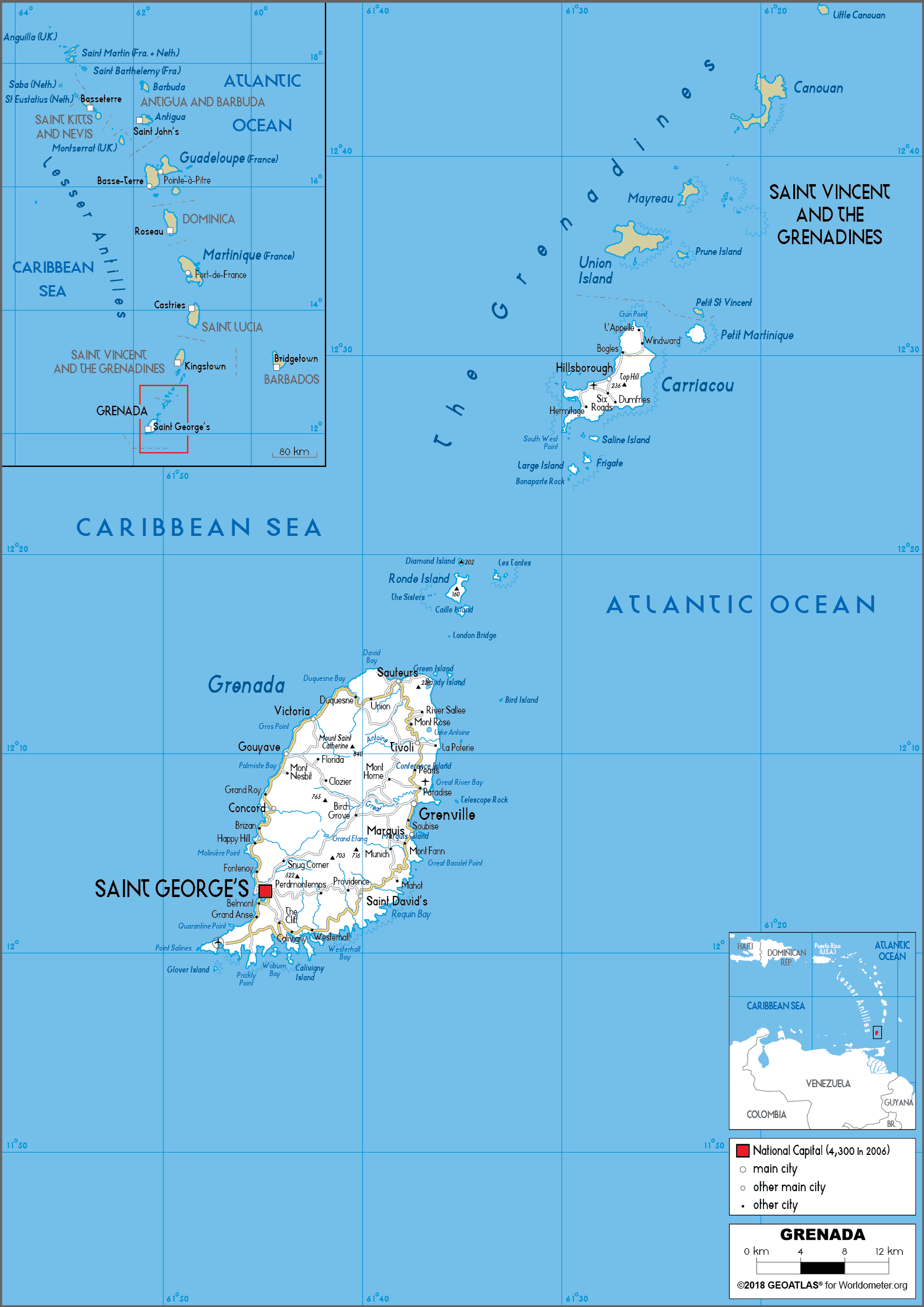 Large size Road Map of Grenada - Worldometer