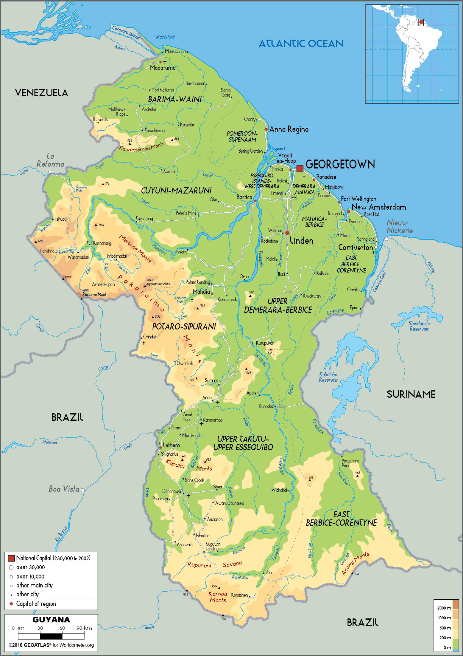 Physical Map Of Guyana