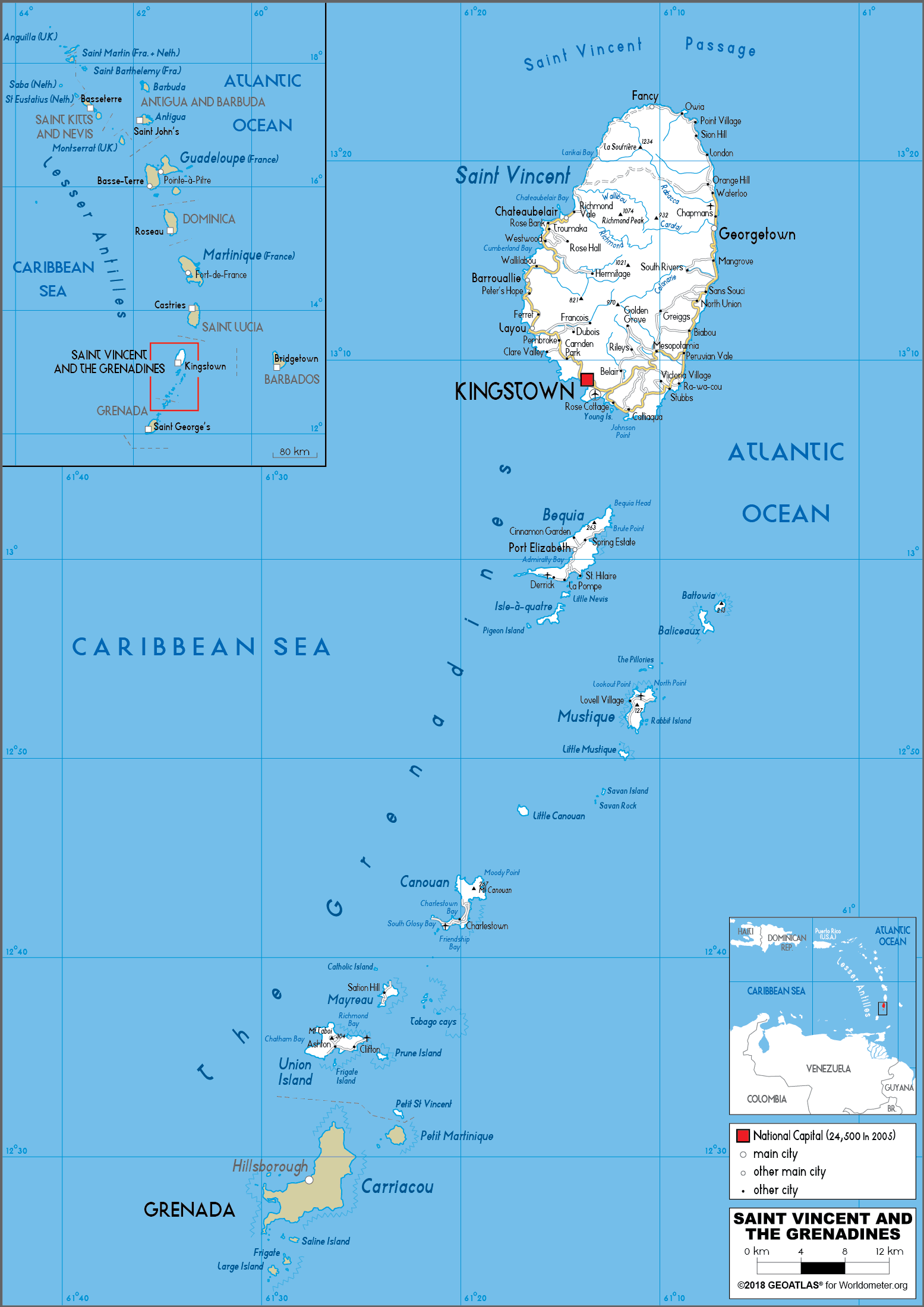 St. Vincent & Grenadines Map (Road) - Worldometer