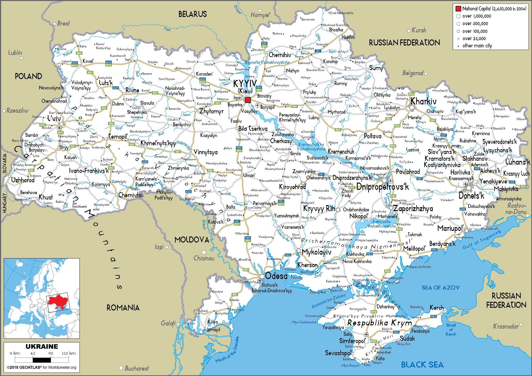 Ukraine Map Road Worldometer