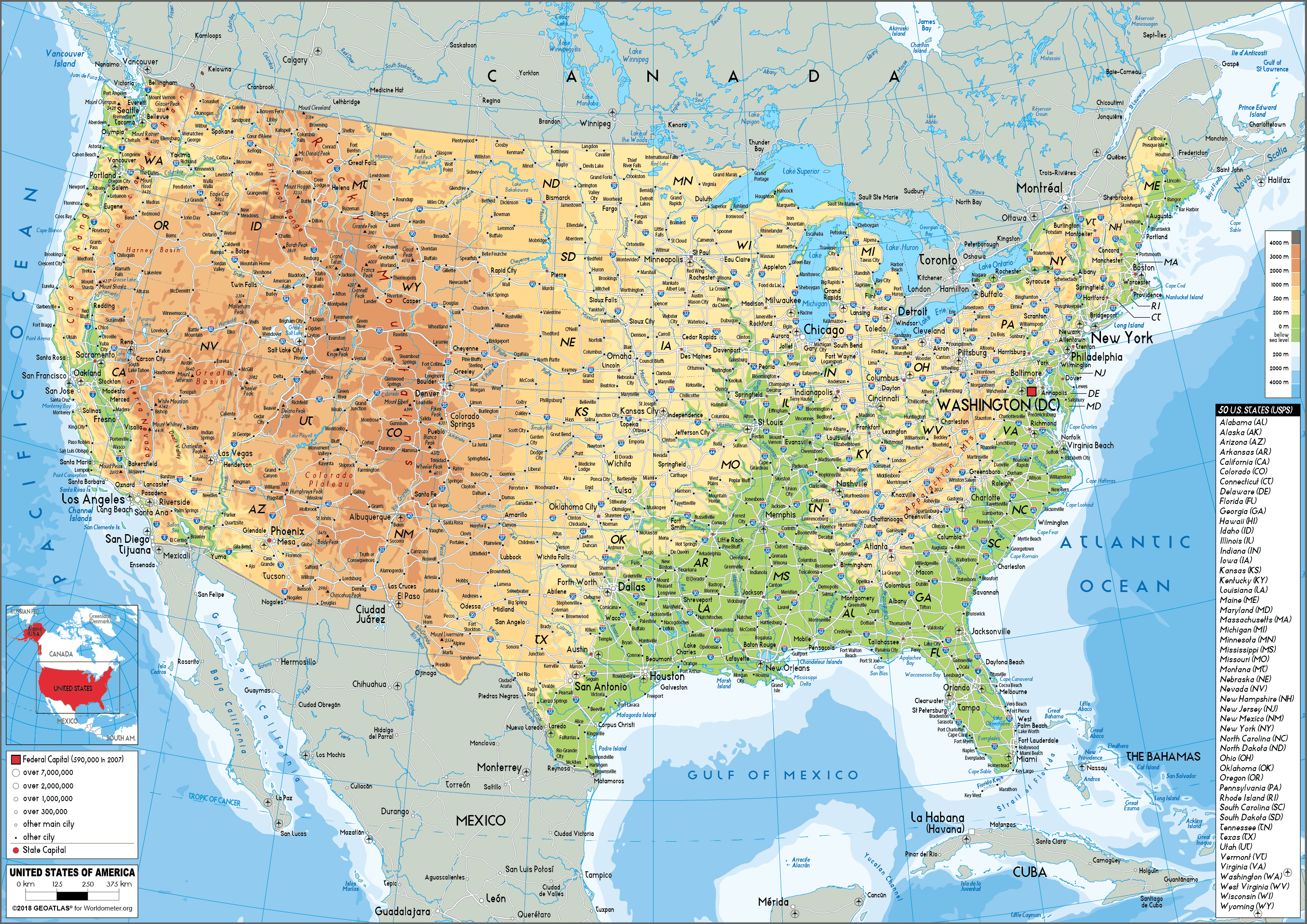 United States Map Geographical