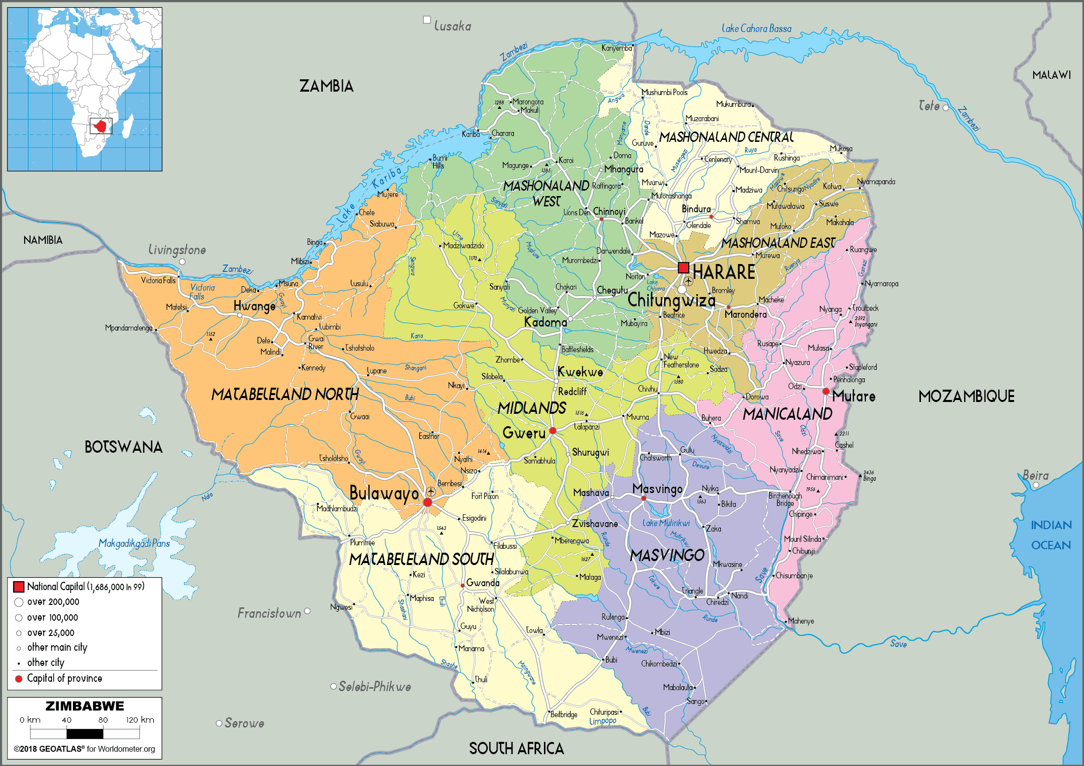 zimbabwe-map-political-worldometer